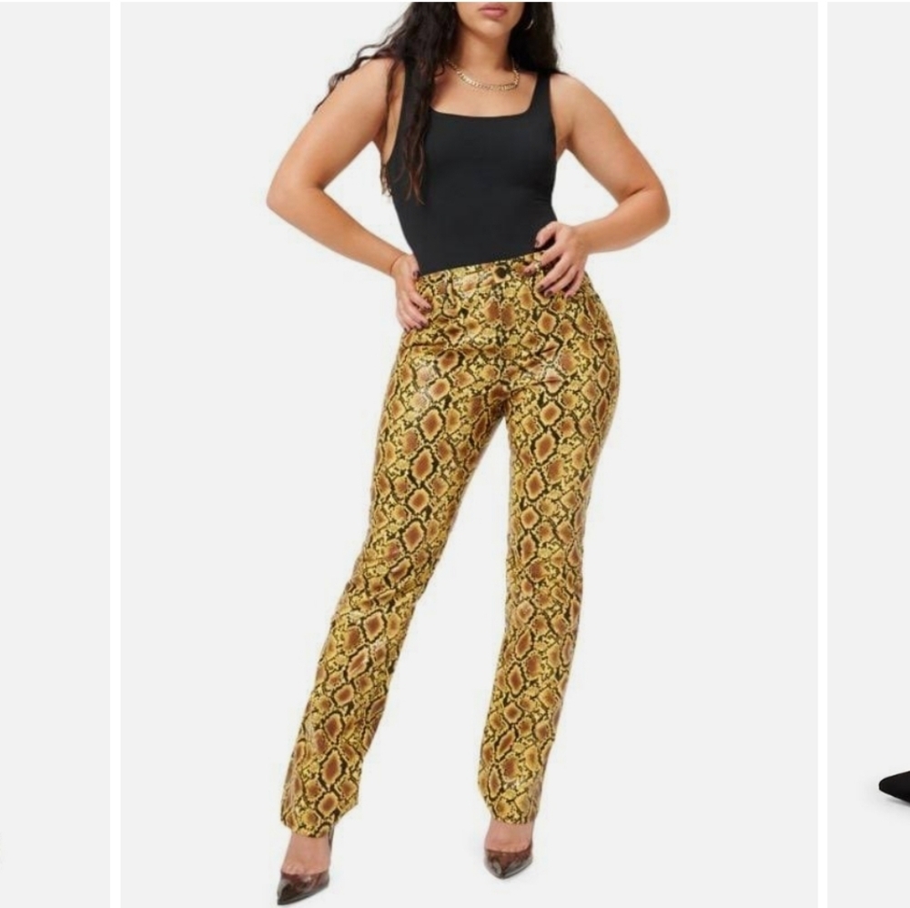 Good American Snake Print Skinny Edgy Chic Jeans High Rise Faux Stretch
